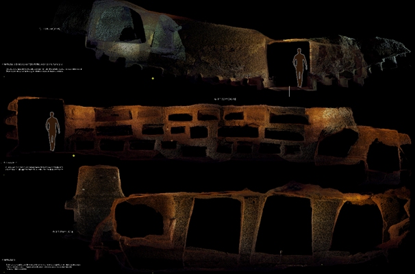 Interno delle catacombe, sezioni